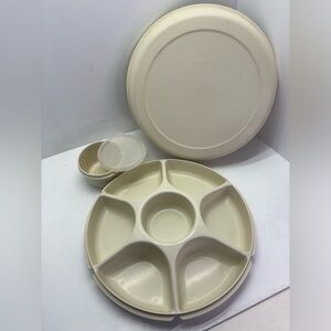 TUPPERWARE Serving Center 6-Part Divided Party Tray w/ Lids 1665, 1666 & 1667